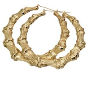 Large Round Bamboo Design Hoop Earrings